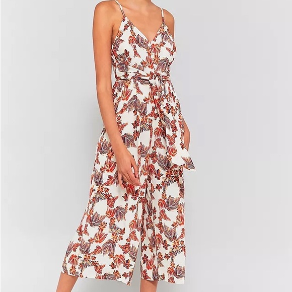 Free People Floral Jumpsuit in White and Red - Picture 1 of 7